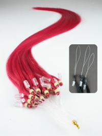 Preferential Red Straight Remy Human Hair Hair Extensions Micro Loop Ring
