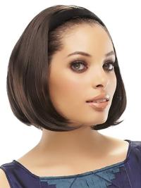 Synthetic Brown Straight Medium Wigs