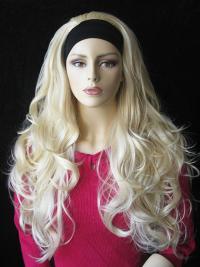 Style Blonde Wavy Long Human Hair Wigs & Half Wigs