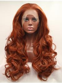 Without Bangs Orange 27" Curly Long Lace Front Synthetic Wigs