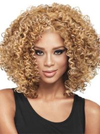 Comfortable Blonde Curly Shoulder Length Wigs